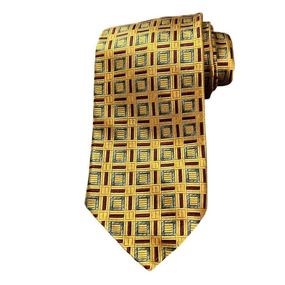 Jos A Bank Orange Mens 100% Silk Geometric Italy Mens Neck Tie 59" x 3.25"